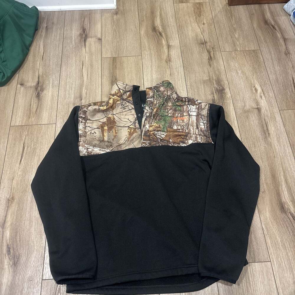 Habit Pullover Men Large Black Camouflage 1/4 Zip Fleece Hiking Outdoors Knit